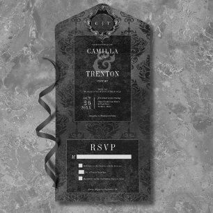 Dunkelgotische schwarze und schwarze Damaskus Kein All In One Einladung