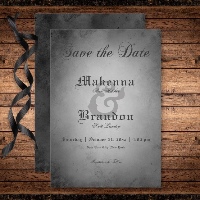 Dunkelgotische Schwarze Wasserfarbenmuse Hochzeit Save The Date (Dark Gothic Black Watercolor Moth Wedding Save The Date Card)