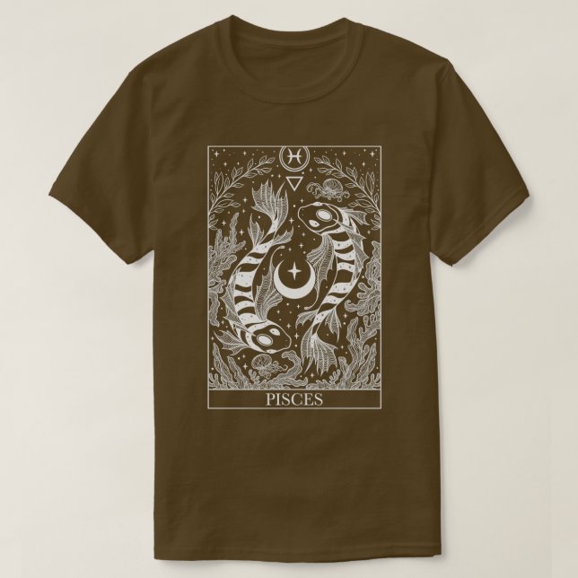 Dunkelgotische Tarot-Karte mit Sternzeichen T-Shirt (Design vorne)