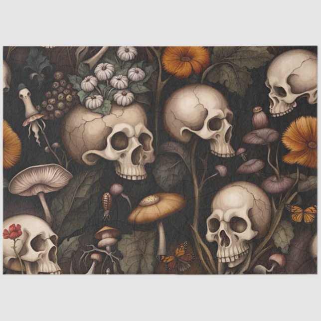 Dunkelgotisches Halloween-Skull-Deko Seidenpapier (Vorderseite)