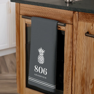 Dunkelgrau   Ananas House Number & Street Name Geschirrtuch