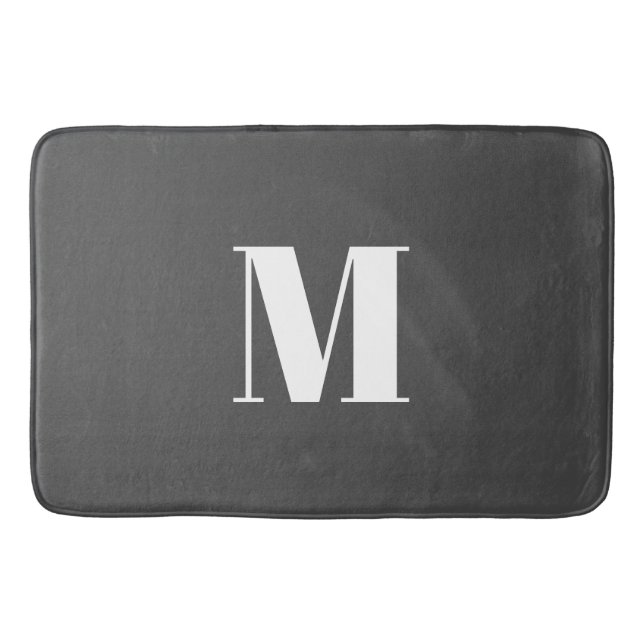 Dunkelgrau Anfangsbuchstaben Monogram modern Badematte (Vorderseite)