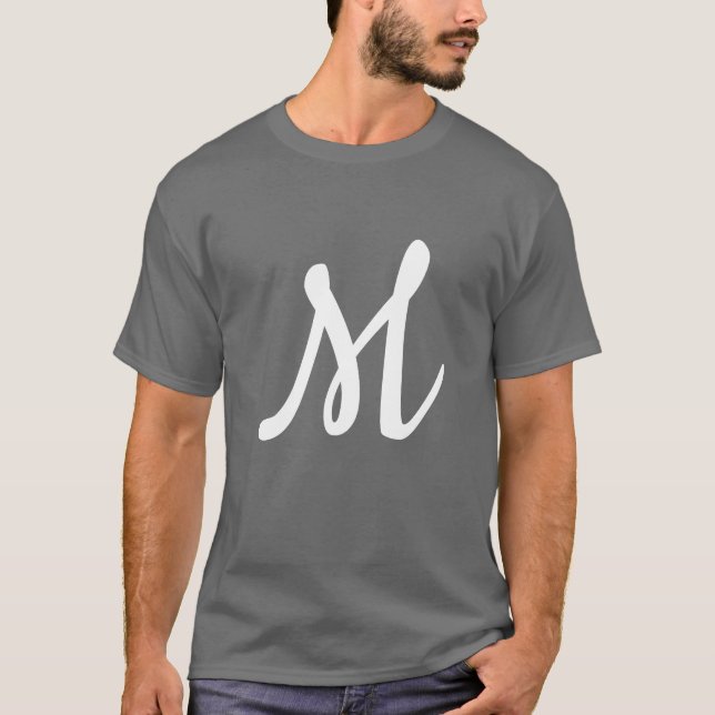 Dunkelgrau Anfangsbuchstaben Monogram modern T-Shirt (Vorderseite)