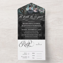 Dunkelgrau bis Tod tun uns Party Goth Wedding Foto All In One Einladung