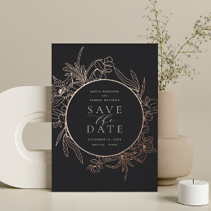 Dunkelgrau Blumenfolienkarte Save the Date Folieneinladung