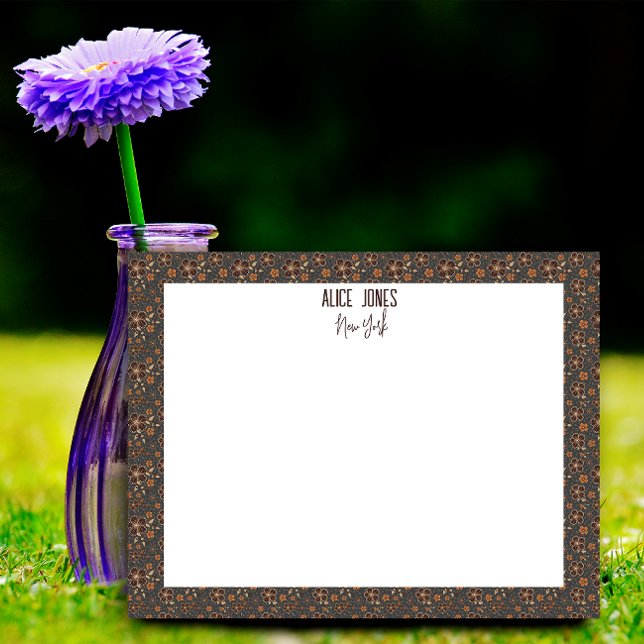 Dunkelgrau-braune Muster natürliche Blume Notizblock (Von Creator hochgeladen)