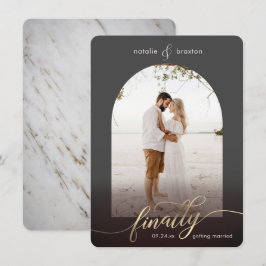 Dunkelgrau Endlich bekommen Verheiratet & Fenster Save The Date