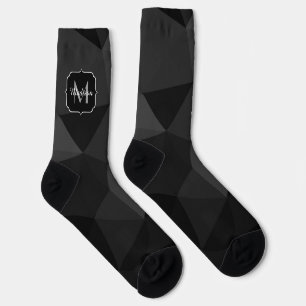 Dunkelgrau, geometrisches Maschenmuster Monogram Socken