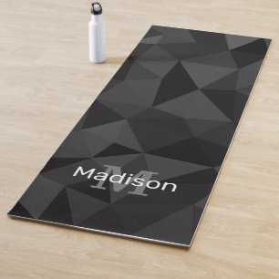 Dunkelgrau, geometrisches Maschenmuster Monogram Yogamatte