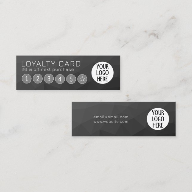 Dunkelgrau Gradient Geometric Mesh Custom Logo Treuekarte (Vorne/Hinten)