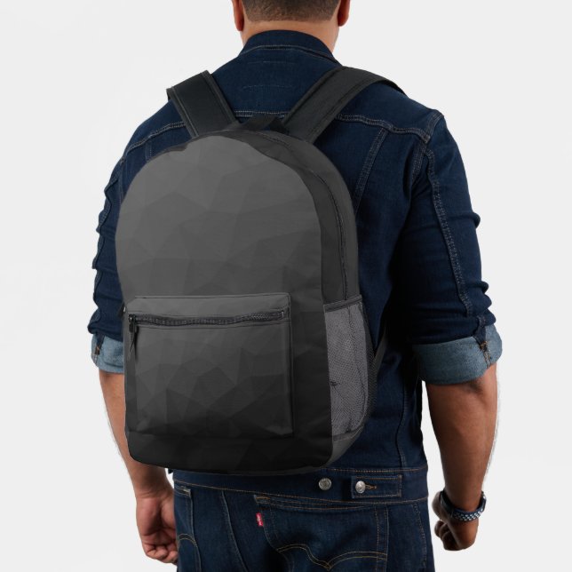 Dunkelgrau Gradient Geometrisches Mesh Muster Bedruckter Rucksack (Insitu (Modell))