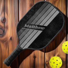 Dunkelgrau-Kachelgrau mit Namen Pickleball Schläger