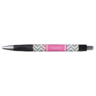 Dunkelgrau Lg Chevron Hot Pink #2 Namensmonogramm Kugelschreiber