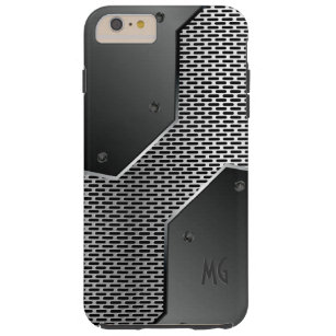 Dunkelgrau-Metallic-Look Geometrisches Muster. Tough iPhone 6 Plus Hülle