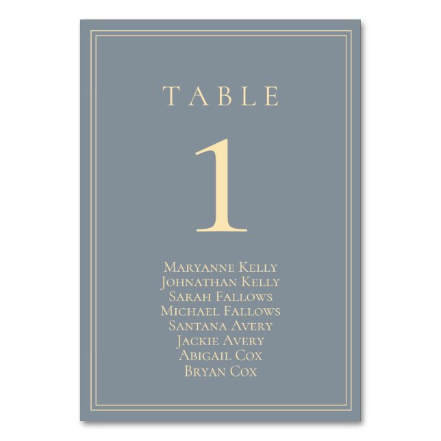 Dunkelgrau mit Gold Seating Chart Tischnummer (Vorderseite)
