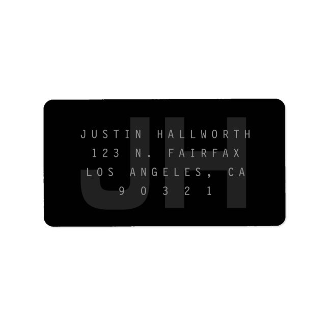 Dunkelgrau Moderne Rücksendeadresse Adressaufkleber (Vorne)