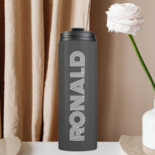Dunkelgrau Moderne Typografie Personalisiert Thermosbecher (In Situ)
