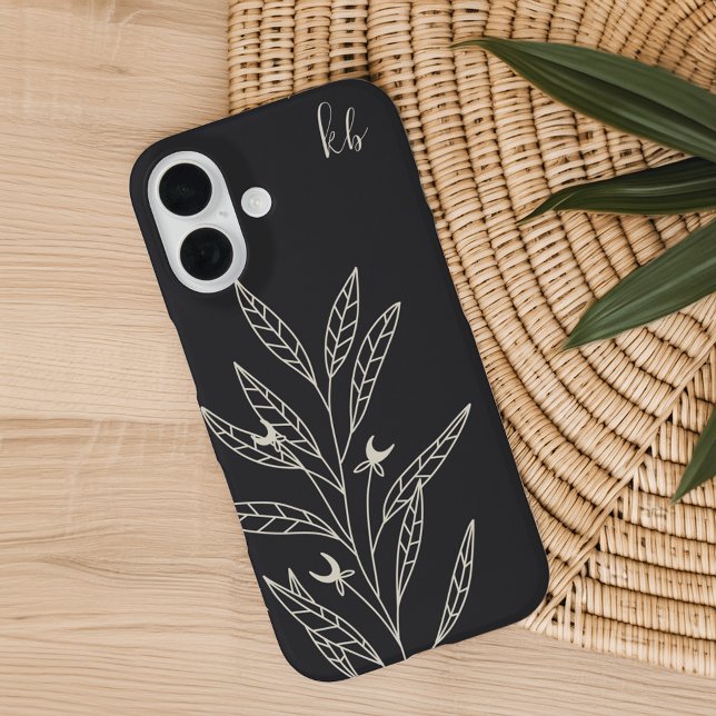 Dunkelgrau | Mystic Boho Botanic Monogram Case-Mate iPhone Hülle (Von Creator hochgeladen)