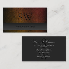 Dunkelgrau Orangenfarben Muster mit Monogramm Visitenkarte