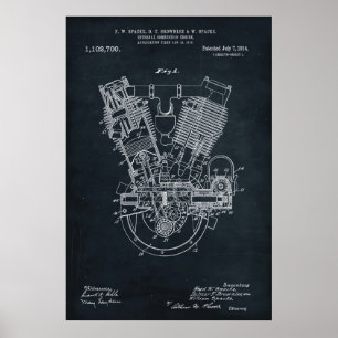Dunkelgrau Patent für den Motor von Verbrennungs Poster