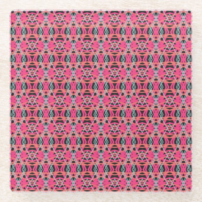 Dunkelgrau Pink Blue Funky Fun Deko Bar Table Glasuntersetzer (Vorderseite)