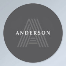 Dunkelgrau Retro Moderner Mit Monogramm Name