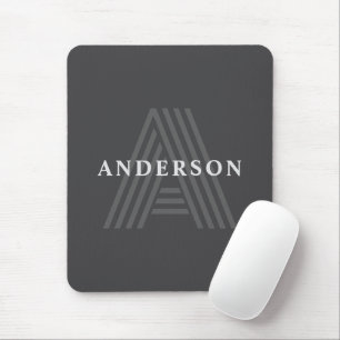 Dunkelgrau Retro Moderner Mit Monogramm Name Mousepad