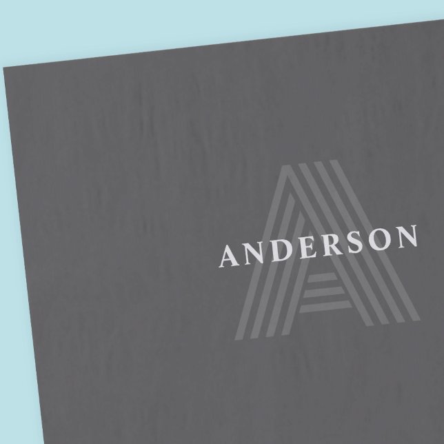 Dunkelgrau Retro Moderner Mit Monogramm Name Seidenpapier (Von Creator hochgeladen)