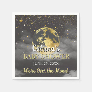 Dunkelgrau über dem Mond und den Sternen Babydusch Serviette