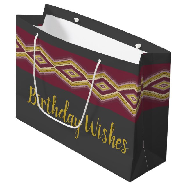 Dunkelgrau und lila große geschenktüte (Vorderseite Schrägansicht)