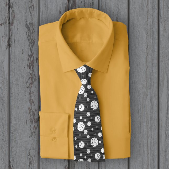 Dunkelgrau Volleyball Zickzack Gemustert Krawatte (Von Creator hochgeladen)