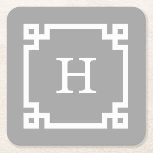 Dunkelgrau, was griechischer Schlüsselrahmen #2 An Rechteckiger Pappuntersetzer