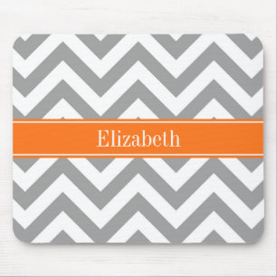 Dunkelgrau Weiß LG Zickzack Pumpkin-Name Monogramm Mousepad