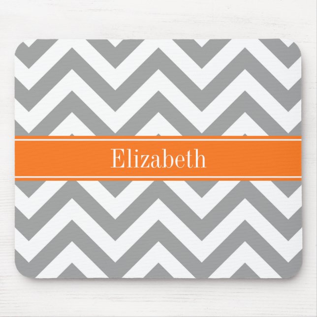 Dunkelgrau Weiß LG Zickzack Pumpkin-Name Monogramm Mousepad (Vorne)