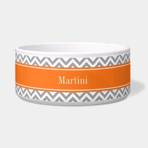 Dunkelgrau Weiß LG Zickzack Pumpkin-Name Monogramm Napf