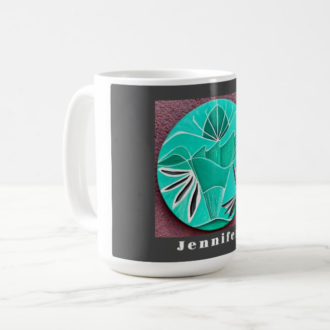 Dunkelgraue Abstrakte Kunst Personalisiert Kaffeetasse (Vorderseite Links)