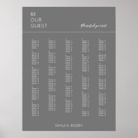 Dunkelgraue Alphabetische Hochzeitstabelle