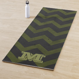 Dunkelgraue Armee grün Vintag Zickzack Monogramm Yogamatte
