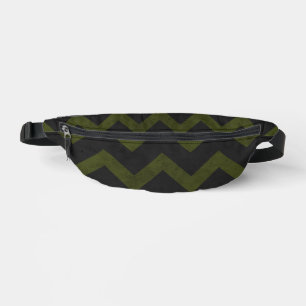 Dunkelgraue Armee grün Vintages Zickzack Muster Bauchtasche