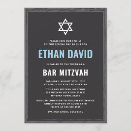 Dunkelgraue Bar mitzvah-Einladung mit rauer Grenze Einladung