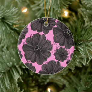 Dunkelgraue Blumen  Keramik Ornament