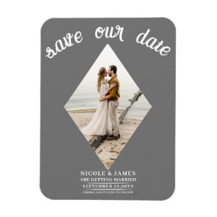 Dunkelgraue Diamant-Foto-Hochzeit - Termin vormerk Magnet