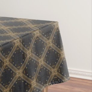 Dunkelgraue Diamanten mit goldenem Gitter- und Pun Tischdecke