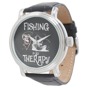 Dunkelgraue Fischerei ist mein Therapieruderboot Armbanduhr