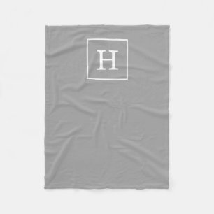 Dunkelgraue Gerahmte Anfangsmonogramm Fleecedecke