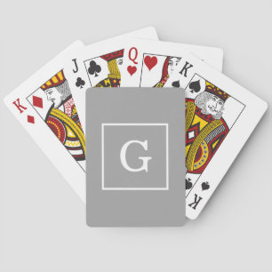 Dunkelgraue Gerahmte Anfangsmonogramm Spielkarten