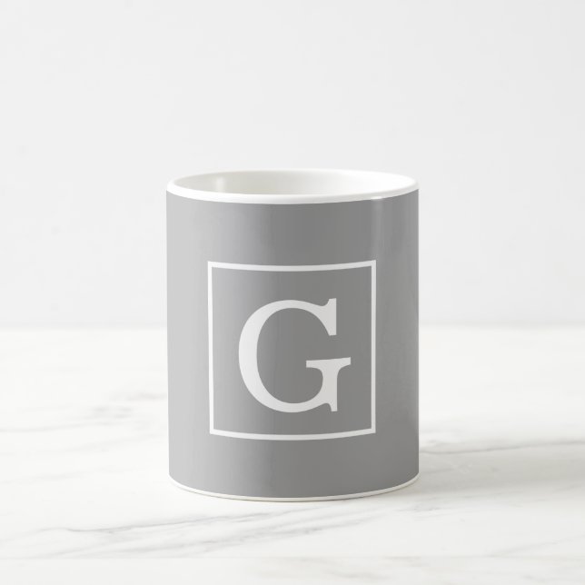Dunkelgraue Gerahmte Anfangsmonogramm Tasse (Mittel)