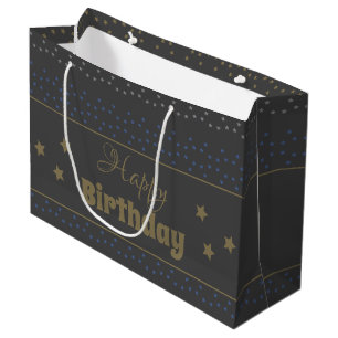 Dunkelgraue Happy Geburtstagsgeschenktasche mit St Große Geschenktüte