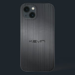 Dunkelgraue Imitate aus gebürstetem Aluminium Hint Case-Mate iPhone Hülle<br><div class="desc">Bild eines dunkelgrauen Imitats gebürstet Aluminium metallisch aussehen. Individuelle Name Monogramm.</div>