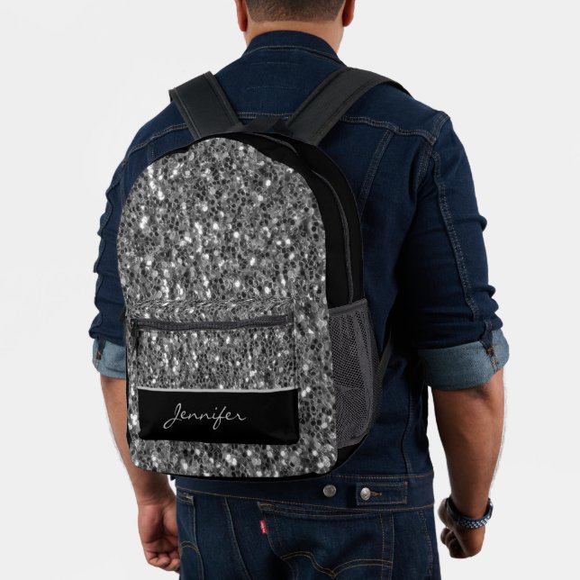 Dunkelgraue Imitate Glitzer Glitzern Schwarzer Ind Bedruckter Rucksack (Insitu (Modell))